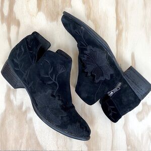 Seychelles Embroidered Black Suede Lantern Bootie